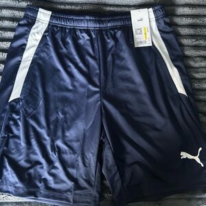 Puma Blue and White Athletic Shorts Moisture-Wicking Design